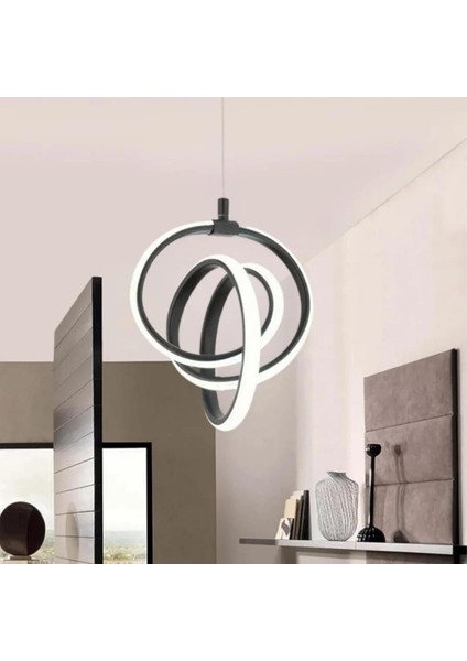 Modern LED Avize, Siyah Alüminyum, 30 cm Çap, 90 cm Ayarlanabilir Yükseklik, 6500K Beyaz Işık, 3750 Lümen, Salon Mutfak Hol Aydınlatma fiyatları