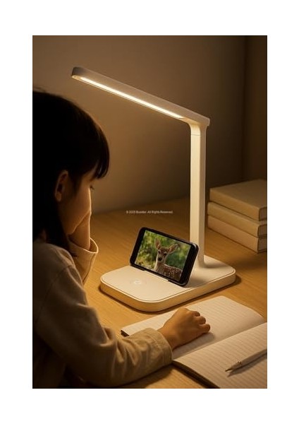 LED Mini Masa Lambası Telefon Tutuculu Şarjlı 3 Modlu Beyaz, Sarı, Günışığı Dekoratif Gece Lambası Taşınabilir