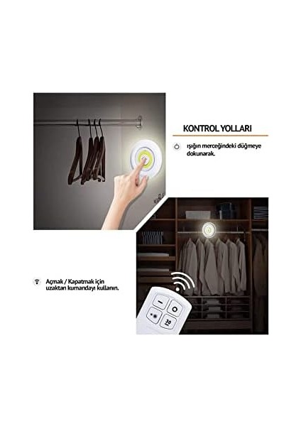 Uzaktan Kumandalı Yapışkanlı 3&apos;lü LED Spot Lamba