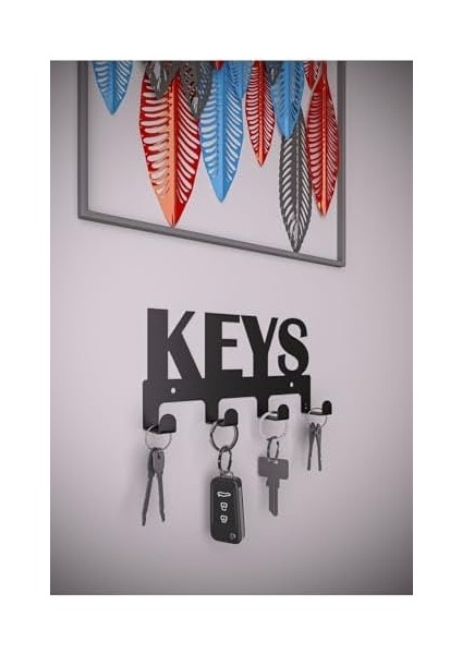 Keys Modern Metal Anahtar Askısı – Duvar Anahtarlık & Anahtar Düzenleyici - Siyah modelleri