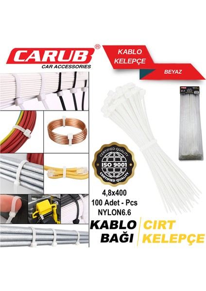 carup kablo bağı plastik cırt kelepçe 4.8x400 beyaz
