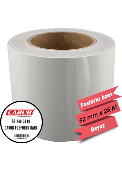 carub fosforlu bant beyaz 9,2 cm x 25 mt