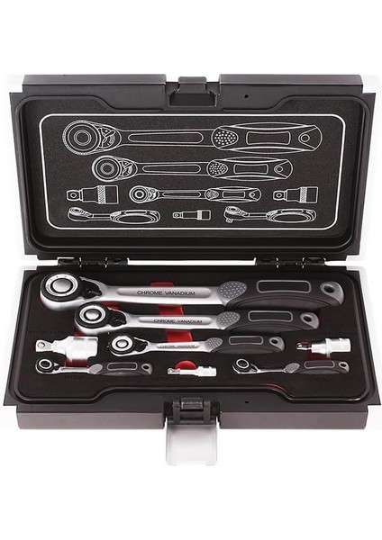 Cırcır Kol ve Adaptör Seti 8 Parça 1/2-1/4-3/8