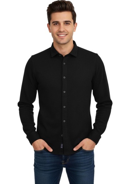 Erkek Kışlık Silim Fit Kaşkorse Dokuma Gömlek BGL-ST04935