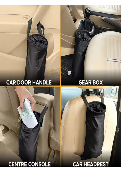 Katlanabilir Asılı Araba Çöp Torbası Dayanıklı Oxford Kumaş Ayarlanabilir Klips Askılı