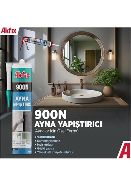 900N Ayna Silikonu, Nötr SISTEM,%100 Silikon, Solvent Içermeyen, Hızlı Kürleşen, Korozyon Yapmayan modelleri