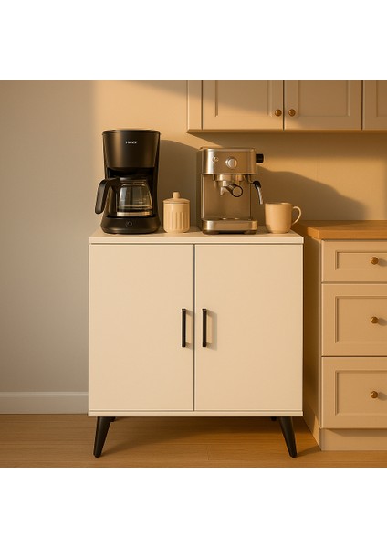 Kahve Köşesi Dolabı ( Derinlik 47 cm ) Çok Amaçlı Dolap Raflı Mutfak Dolabı BKDM005