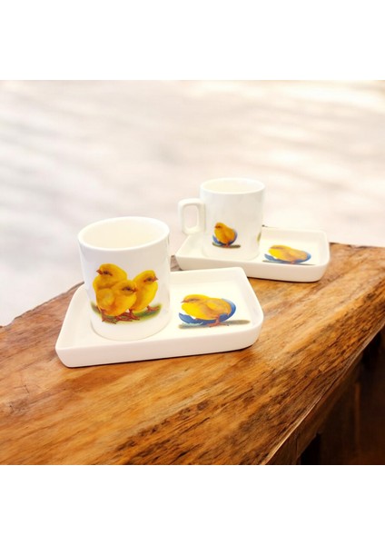 Civciv Desenli Kahve Fincanı 2'li Takım modelleri