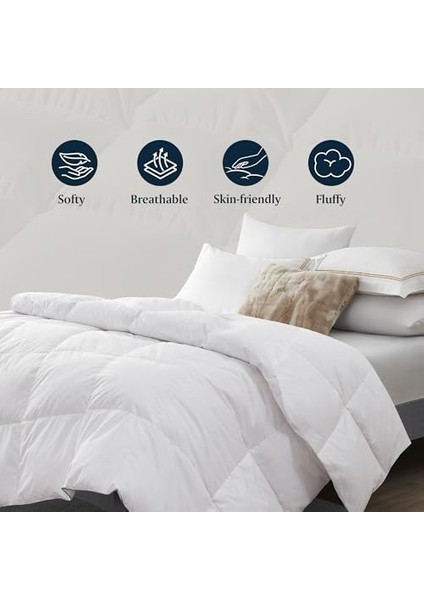 Serta 300 Iplik Sayısı Beyaz Kuş Tüyü Fiber Mevsimler Yorgan, Tamam/kraliçe