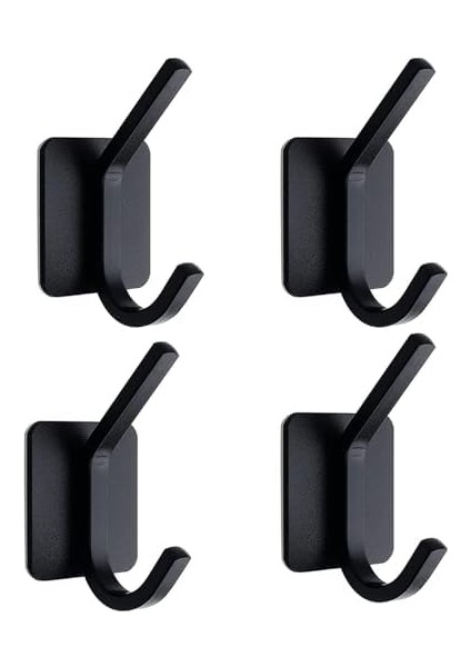 Yapışkanlı Kancalar, 4&apos;lü Paket Su Geçirmez Havlu Askısı, Dayanıklı Paslanmaz Çelik Kancalar, Banyo ve Ev Kullanımı Için Duvara Yapışan Askılık (Siyah)