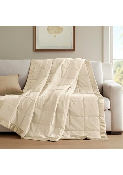 Windom Microfiber Alternative Blanket With 3m Moisture Management Ivory 108X90 Size Quilted Premium Soft 3m Scotchgard Moisture Microfiber For Bed, Couch Or Sofa modelleri