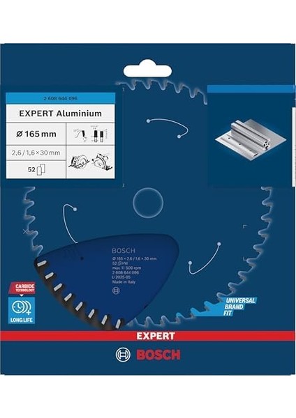 Dairesel Testere Bıçağı Expert Için Alüminyum, 165 x 30 x 2,6 Mm, Diş Sayısı 52, 1 Adet, 2608644096 modelleri