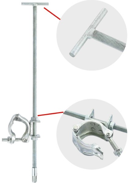 Iskele Kelepçe Seti | Galvaniz Kaplama Ayarlı Tij ve T Kol Bağlama Aparatı | Inşaat Iskele Bağlantı Ekipmanı