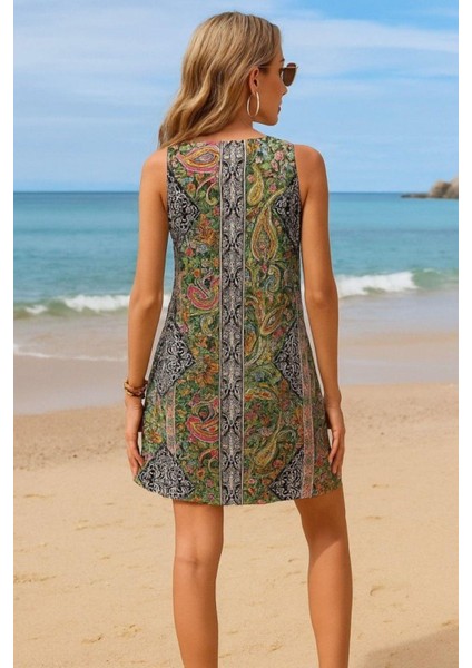 Dantelli V Yaka Mini Süprem Elbise - Yeşil fiyatları