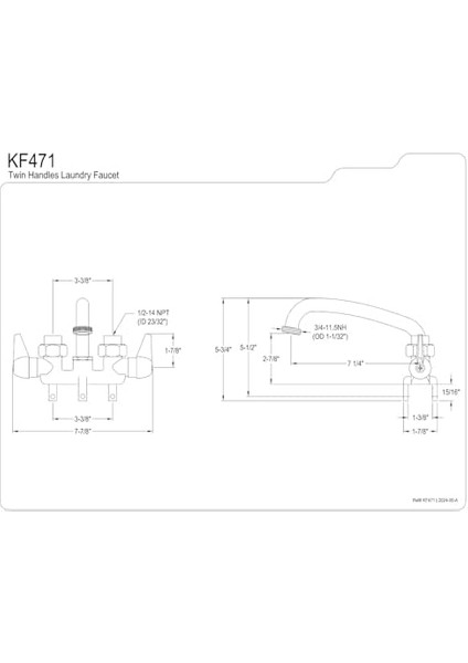 KF471 Çamaşır Bataryası, 7-1/8 "emzik Erişimi, Parlak Krom modelleri