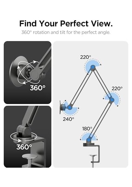 Onetap Clamp Magfit Masa Için Akrobat Telefon Tutucu Stand Magsafe Özellikli Space Gray - AMP09694 fiyatları