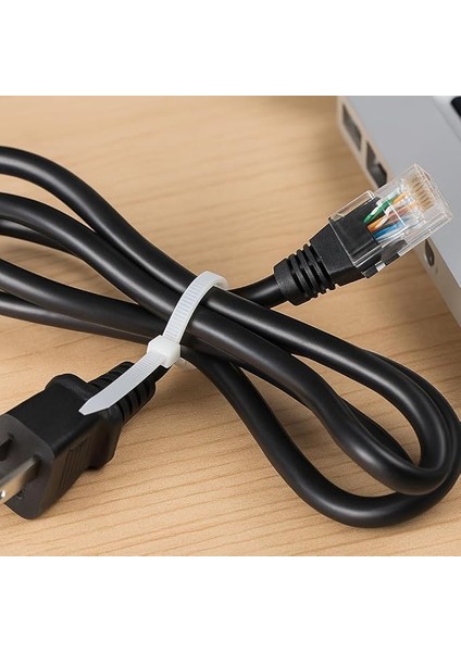 100’LÜ Beyaz Kablo Bağı 4.8 x 250 mm – Dayanıklı Naylon Plastik Kelepçe, Çok Amaçlı Kablo Düzenleyici, Ev, Ofis ve Araç Kullanımı Için