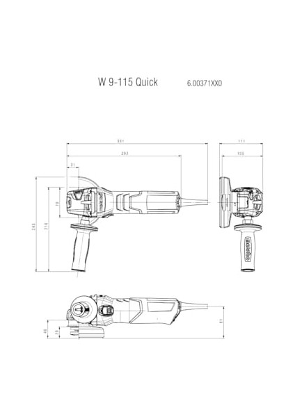 W 9 – 115 Açılı Taşlama Makinası, 600371000