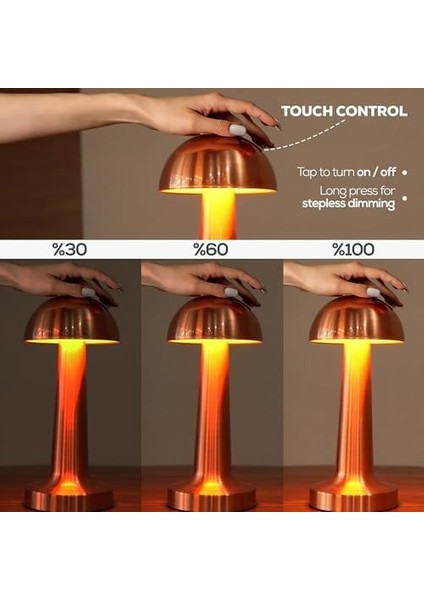 Yemek Masası Lambası Şarjlı Otel Restoran Masa Lambası Dimmerli Dekoratif Lizbon Dokunmatik Sunum Lambası 3 Kademeli Işık Modu Restaurant Masa Üstü Lamba