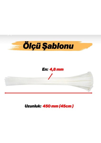 Plastik Cırt Kelepçe 4.8X450 mm Kablo Bağı Beyaz (100 Adet) fiyatları