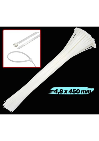 Plastik Cırt Kelepçe 4.8X450 mm Kablo Bağı Beyaz (100 Adet) modelleri