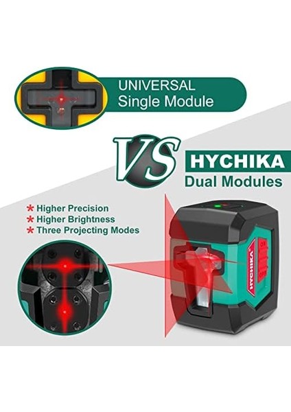 Çapraz Çizgili Lazer, Çizgi Lazeri, Kendiliğinden Hizalanan 15 M, Çift Lazer Modüllü, 360° Değiştirilebilir, Yatay/dikey Tutucu, Koruyucu Çanta ve 2 x Aa Pil, IP54 Koruma Seviyesi
