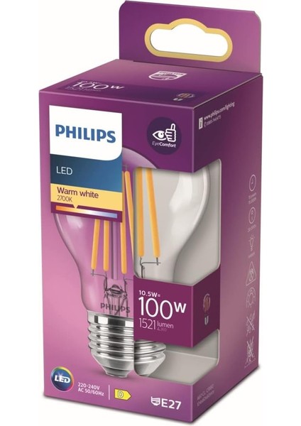 LED 100W A67 Filament Ampul, 2700 Beyaz, E27 Normal Duy, Dim Edilmez