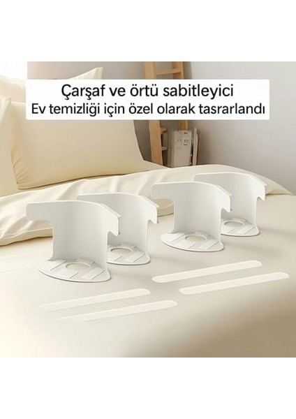 4 Adet Çarşaf Sabitleyici – Çarşaf Klipsi, Yatak Çarşafı Tutucu ve Kilitleyici Klips Seti, Kayma Önleyici Dayanıklı Plastik Çarşaf Sabitleme Aparatı, Tüm Yatak Boyutlarıyla Uyumlu