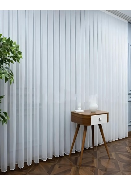 1/3 Sık Pileli Kırışmaz Bambu Zemin Tül Perde