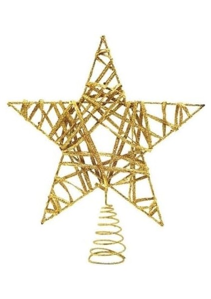 Yılbaşı Ağaç Tepeliği Çam Ağacı Tel Simli Tepe Yıldızı Gold 26CM AST6890 modelleri