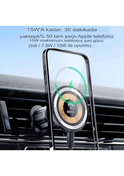 Araç Içi Telefon Tutucu, Kablosuz Şarj ve Manyetik Araç Içi Telefon Tutucu, Güçlü Tutunma, Sağlam ve Dayanıklı Yapı, Type-C Girişli Araba Için fiyatları