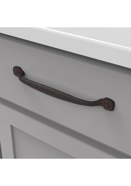 Rafine Rustik Toplama Dolap Tutacakları, Dolaplar ve Çekmeceler ve Banyo Donanımı Için Mutfak Kolları, Merkezden Merkeze 17,72 Cm, Rustik Demir, 1 Paket