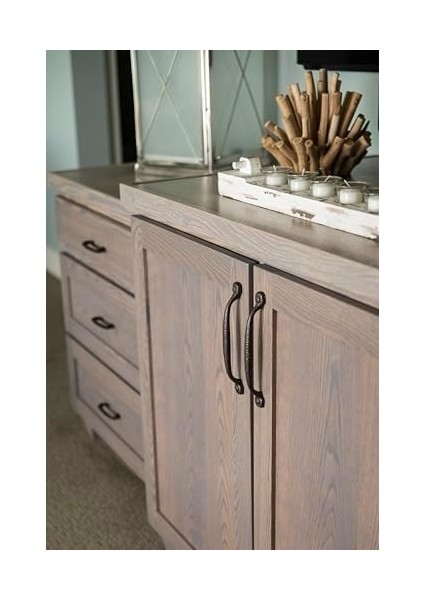 Rafine Rustik Toplama Dolap Tutacakları, Dolaplar ve Çekmeceler ve Banyo Donanımı Için Mutfak Kolları, Merkezden Merkeze 17,72 Cm, Rustik Demir, 1 Paket modelleri