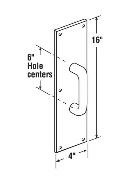 Ürünler J 4640 Kapı Pull Plaka ile Yuvarlak Sap, 4-Inç x 40,6 Cm, Saten Alüminyum