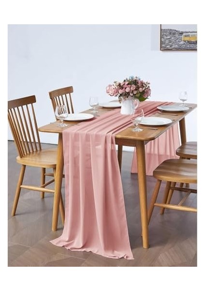 Şifon Masa Örtüsü, 68.5X305CM Şeffaf Kumaş Romantik Rustik Masa Şeridi, Düğün Masa Örtüsü, Romantik Düğün Dekorasyonu ve Bebek Partileri Için modelleri