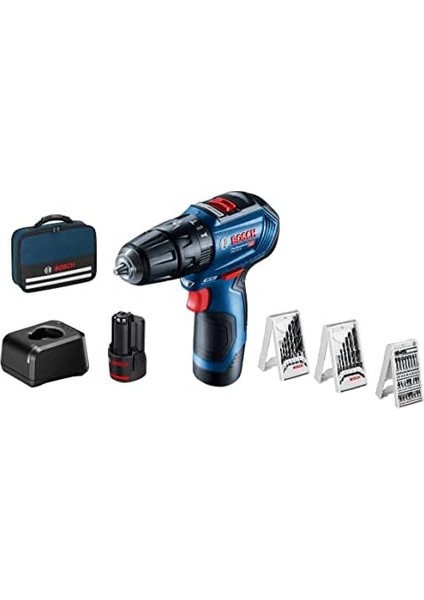 Professional Gsb 12V-30 Akülü Darbeli Delme Vidalama Makinesi + 39 Parça Vidalama Seti (12 Volt, 2 x 2,0 Ah Akü, Şarj Cihazı, Toolbag Çanta)