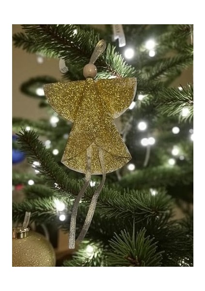 Yılbaşı Süsü, Melek Figürlü Yılbaşı Ağacı Süs, Fiyonk Süs, Simli Kumaş, 4&apos;lü Set, Altın ve Gümüş Renk Melek Set fiyatları