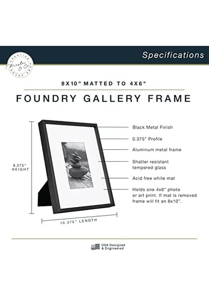 Mcs & Co. Foundry Metal Galeri Duvar Çerçevesi, Siyah, 20,3 x 25,4 cm Matlaştırılmış 10,16 x 15,2 cm fiyatları