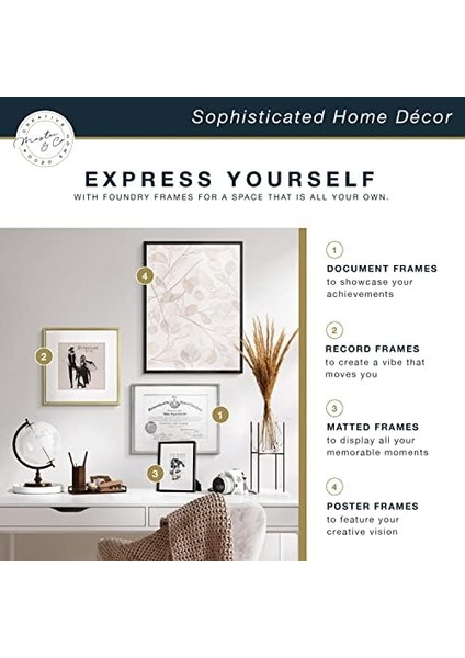 Mcs & Co. Foundry Metal Galeri Duvar Çerçevesi, Siyah, 20,3 x 25,4 cm Matlaştırılmış 10,16 x 15,2 cm modelleri