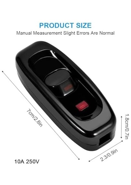 Işık Anahtarı - 6 Adet Ac 250V 10A Açma/kapama Kablolu Anahtar, LED Göstergeli, Masa Lambası, Yatak Başı Lambası, Masaüstü Aydınlatma Için Elektrik Kablosu