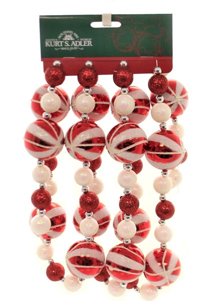 Kurt S. Adler H9563 Çelenk, Kırmızı/beyaz