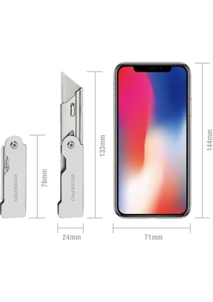 WP211016 Paslanmaz Çelik Gövde Katlanır Rötuş Bıçağı