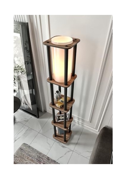 Kare Lambader – Fonksiyonel 3 Raflı Ahşap Gövde, 24X24 cm Kare Taban, 140 cm Yükseklik, E27 Duy Tipi Uyumlu, LED Ampul ile Kullanılabilir, Göz Yormayan Işık (Ceviz) modelleri