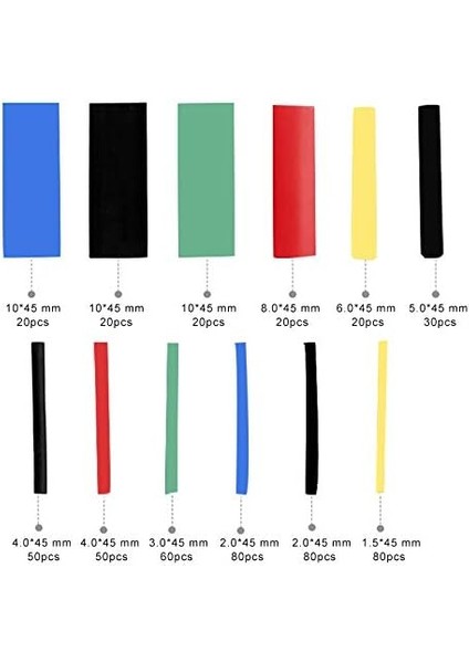 N / A Placity Makaron Set Isı Ile Daralan Kablo Seti 530 Adet