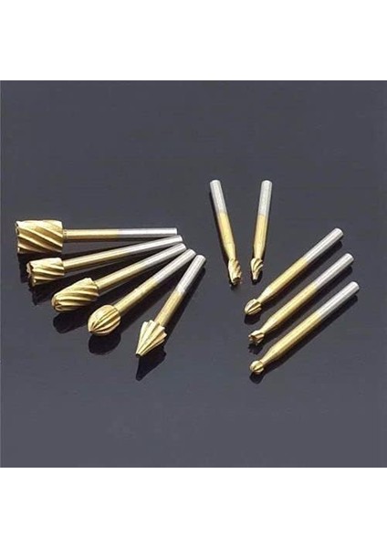 Depolife 10 Parça Titanyum Ahşap Için Freze Uç Seti Benzeri Gravür Makinası Için Kalıpçı 3mm Şaft