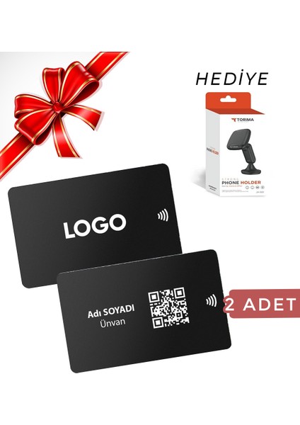 Nfc Black Dijital Kartvizit (2 Adet) - Hediyeli (Torima Telefon Tutucu)