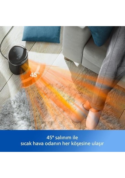 Serisi 3000 2000W Enerji Tasarruflu Bağlantılı Isıtıcı, Ecoaı Ile%50&apos;ye Kadar Enerji Tasarrufu, Sessiz, 5 Güvenlik Fonksiyonu, 45°&apos;lik Salınım, Koyu Gri (CX3120/01) fiyatları