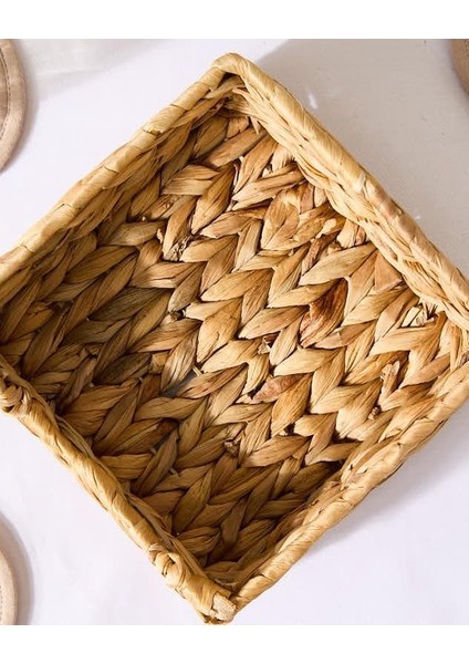 El Yapımı Örme Su Sümbülü Hasır Peçetelik (19 * 19 * 7cm) - Yemek Masası Üstü Kağıt Peçetelik Geri Dönüşümlü. modelleri