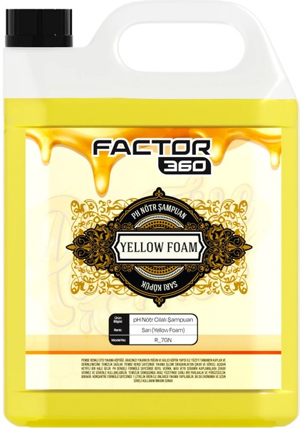 Yellow Foam Sarı Renkli Oto Yıkama Köpüğü Oto Şampuan 1:15 Konsantre 5 L