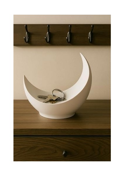 Ay Hilal Şeklinde Küçük Süs, Dekoratif, Çok Amaçlı Organizer, Anahtarlık & Takı Düzenleyi Beyaz 100 x 130 modelleri